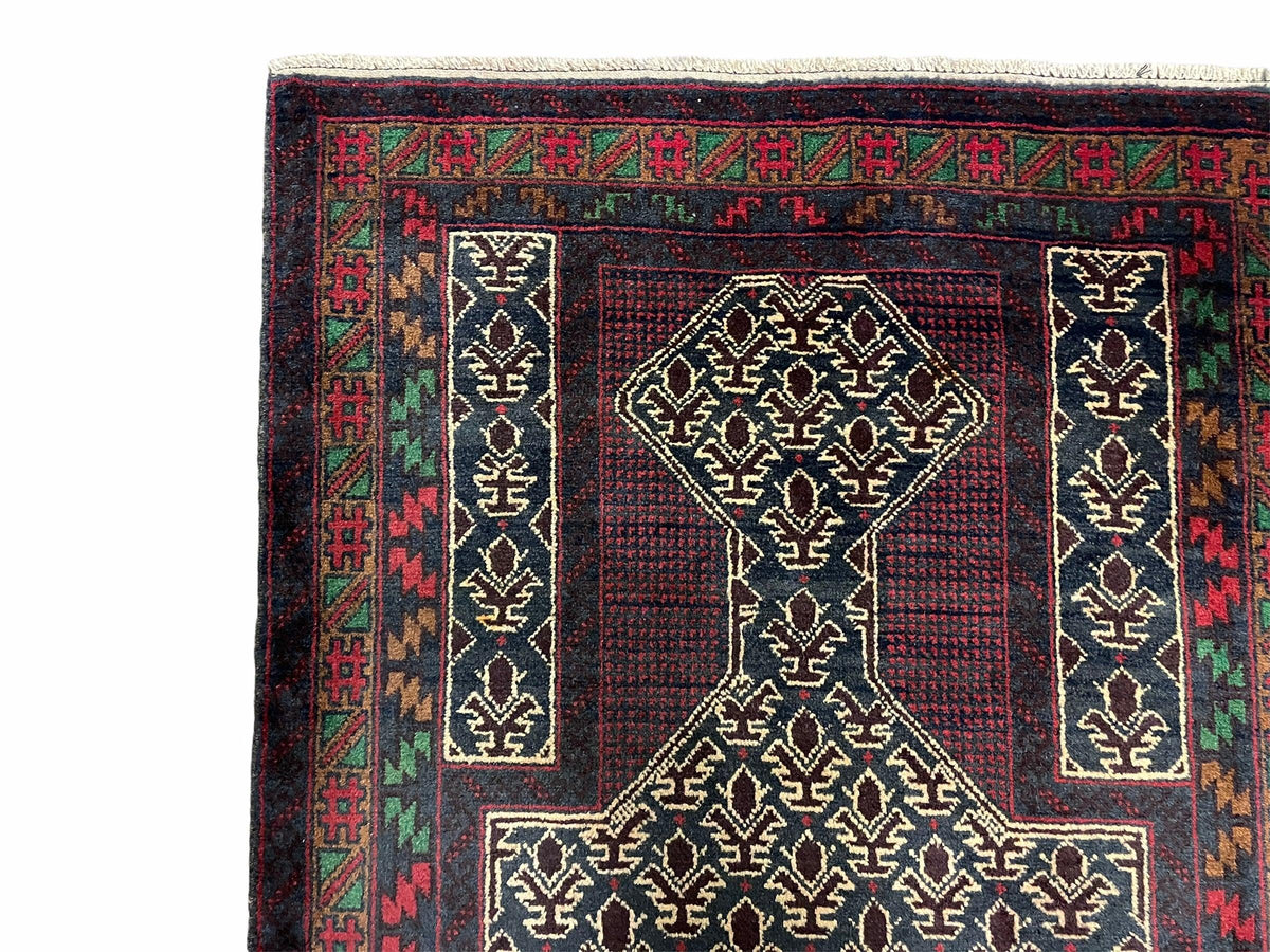 3x5 New Vintage Handmade Wool Rug Tribal Balouch Turkoman Prayer Rug Veggie Dyes - Jewel Rugs, view 7