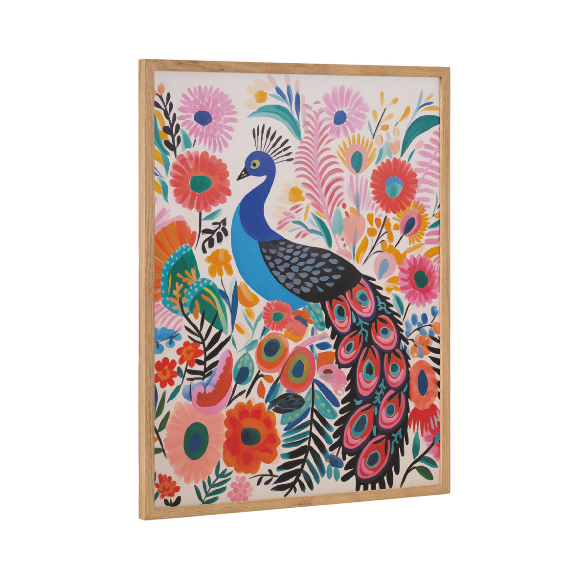 Gallery Bright Colorful Boho Peacock and Botanicals Print by The Creative Bunch Studio
