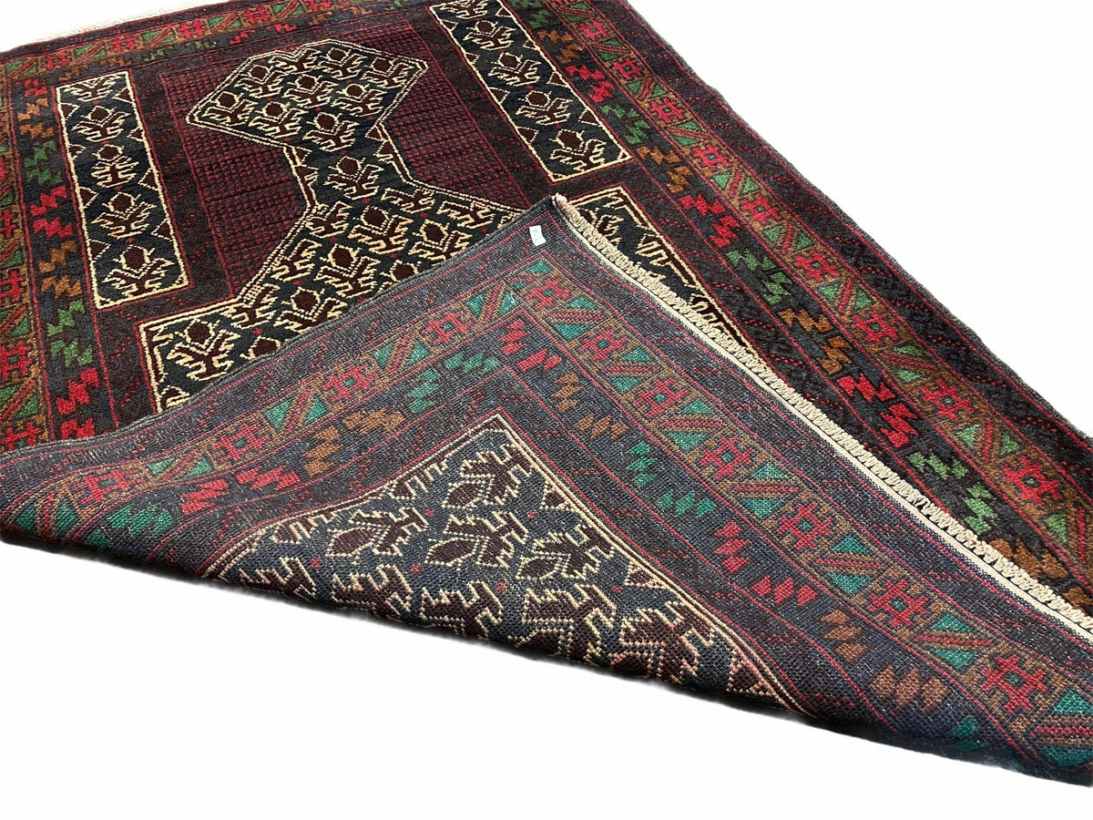 3x5 New Vintage Handmade Wool Rug Tribal Balouch Turkoman Prayer Rug Veggie Dyes - Jewel Rugs, view 11