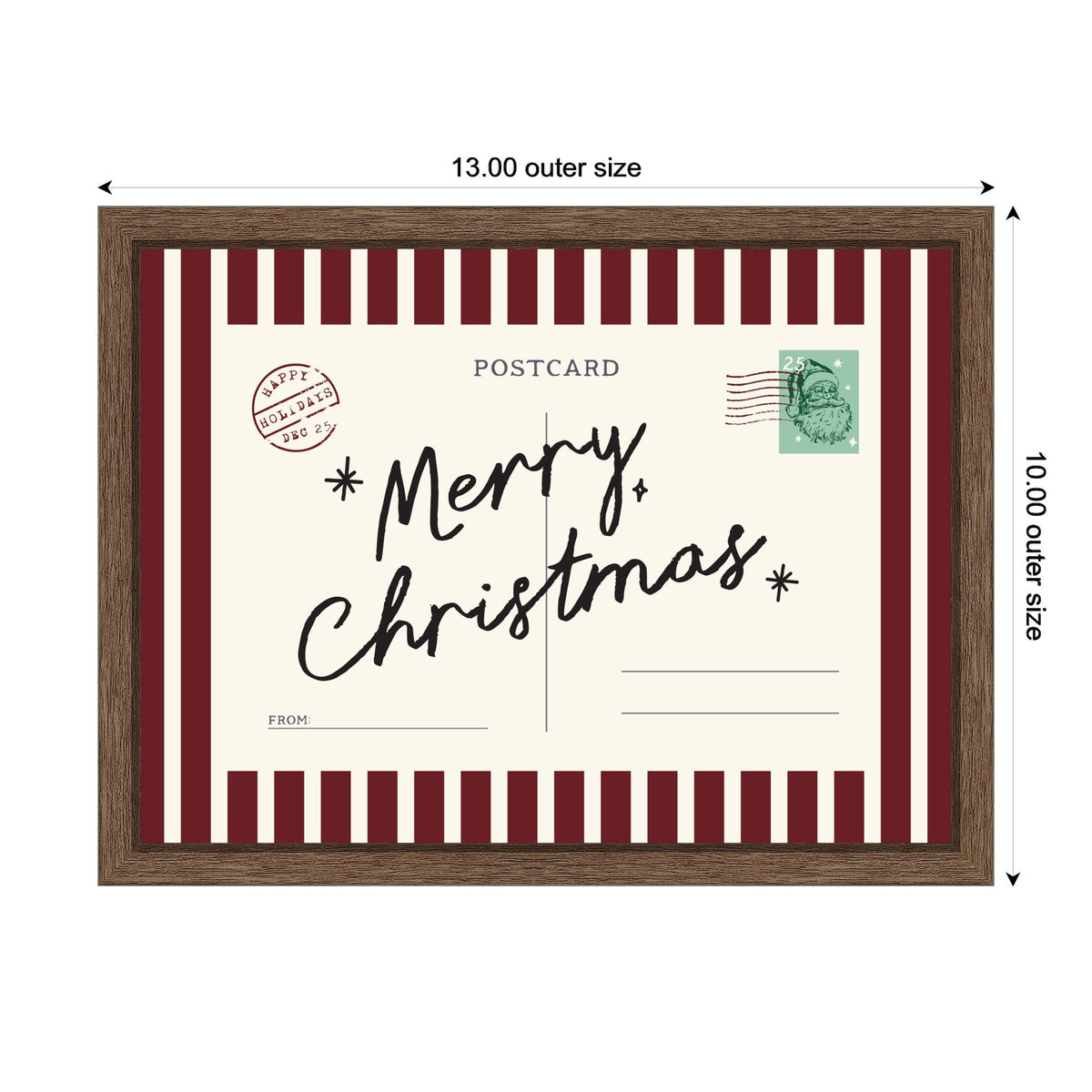 Vintage Merry Christmas Card by Lucky Guava Framed Canvas Wall Art Print