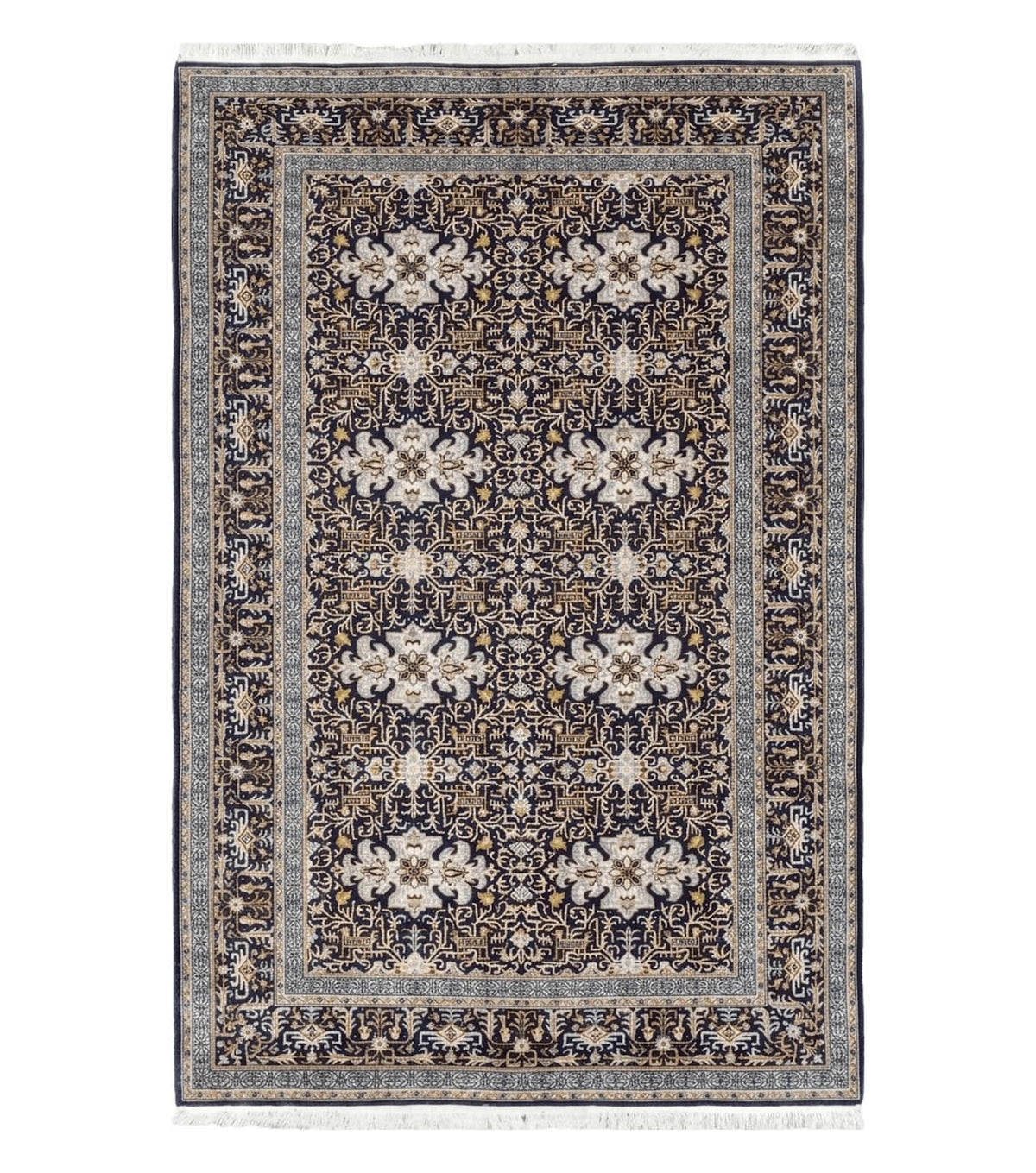 Persian Kashan Rug, Navy Blue, Hand-Knotted, Wool, 4' 8" x 7' 4", Pair A - Jewel Rugs