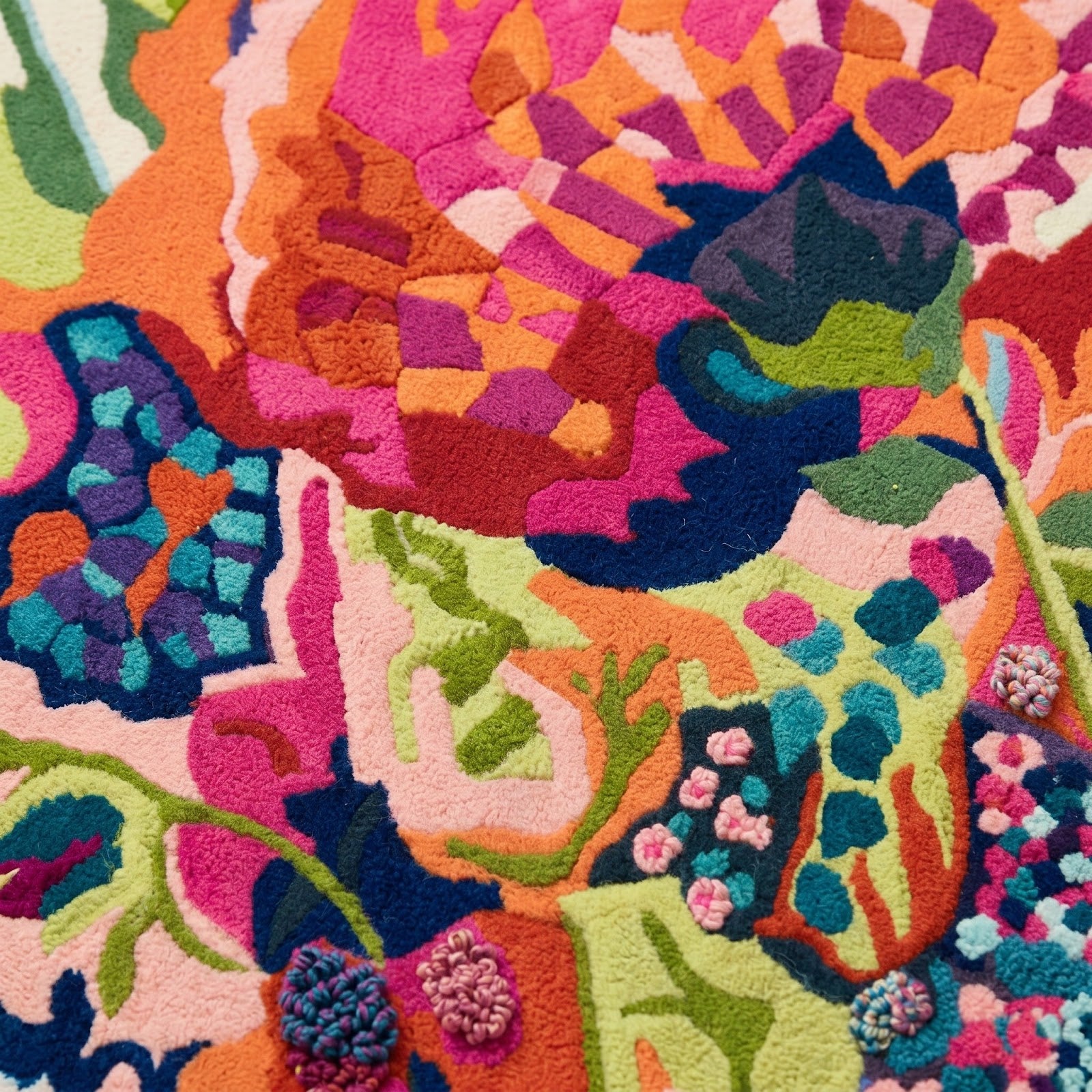 Vibrant Botanical Bloom Hand Tufted Wool Rug | Multicolor Abstract Floral Statement Area Rug — 2x3 ft'