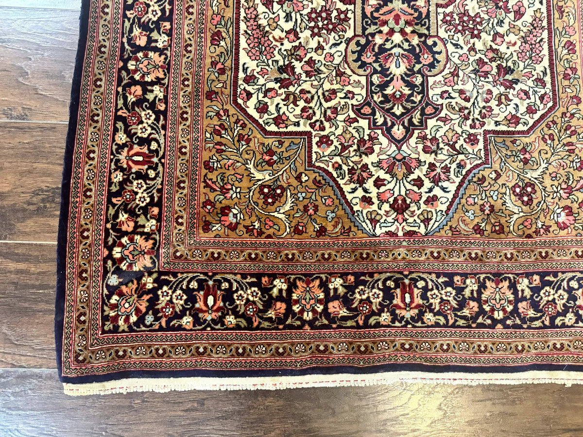 Persian Qum Rug 3.6 x 5, Kork Wool, Very Finely Hand Knotted 325 KPSI, Rare, Semi Antique - Jewel Rugs, view 8