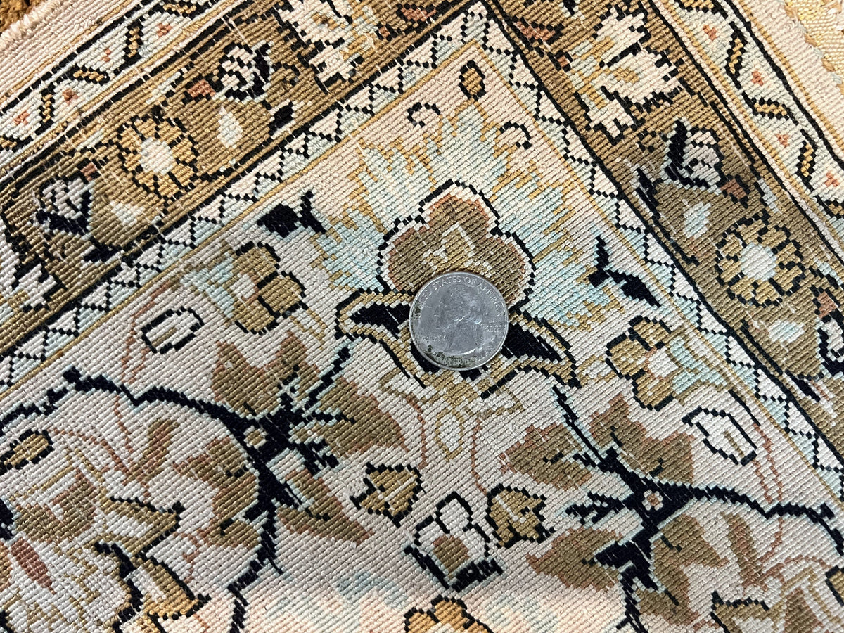 Persian Qum Silk Rug 5x7, Very Fine 60 Raj 475 KPSI, Hand Knotted, Silk on Silk - Jewel Rugs, view 9
