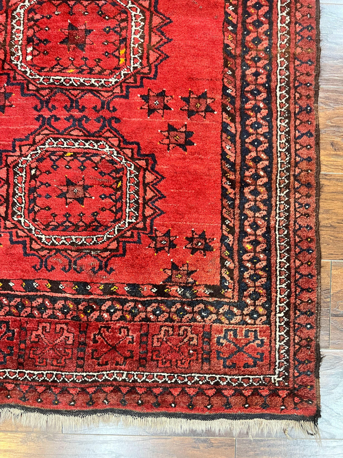 Afghan Rug 3x6, Semi Antique Vintage Oriental Carpet, Wool Handmade Red Rug, Tribal Rug, Afghan Beshir Rug - Jewel Rugs, view 10
