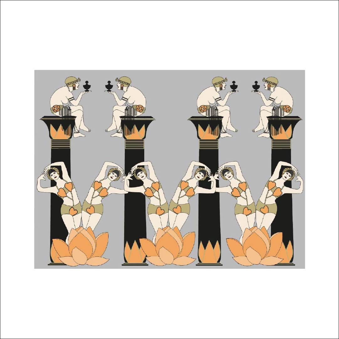CUSTOM ART DECO EGYPTIAN REVIVAL FEZ HAT MURAL Red/Grey by Art Decor Designs image 0