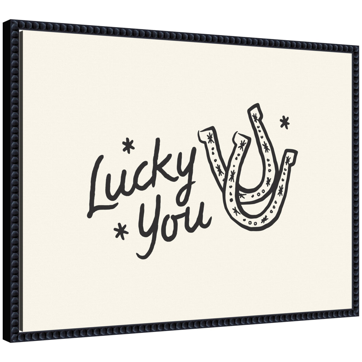 Lucky You Horseshoe Hand Drawn by Lucky Guava Framed Canvas Wall Art Print