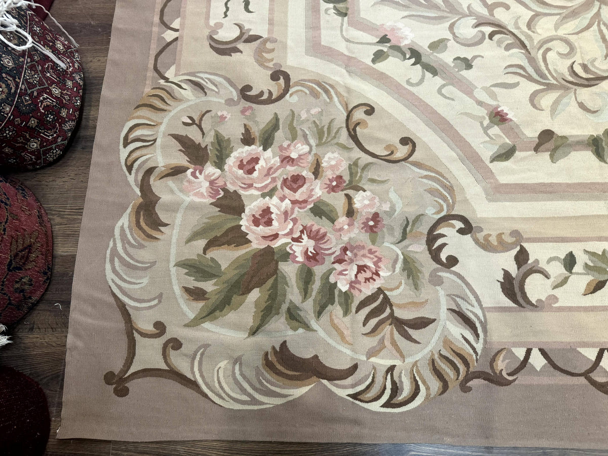 Palace Sized Aubusson Rug 13 x 20, Flatweave Aubusson Weave, Oversized Rug, European French Elegant Design - Jewel Rugs, view 9