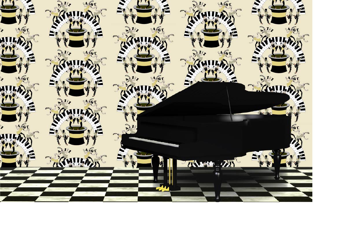 CUSTOM ART DECO JAZZ AGE WALLPAPER Yellow by Art Decor Designs image 1
