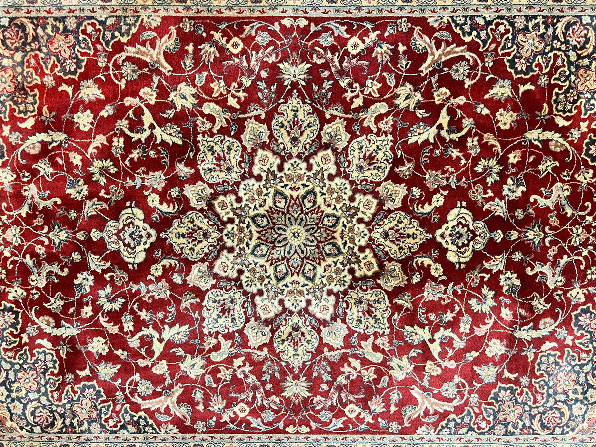 Couristan Rug 5.6 x 8, Floral Medallion, Dark Red Cream, Belgium Power Loomed Rug, Taj Mahal Rug, Vintage Oriental Wool Carpet - Jewel Rugs, view 3