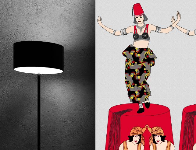 CUSTOM ART DECO EGYPTIAN REVIVAL FEZ HAT WALLPAPER Red by Art Decor Designs image 1