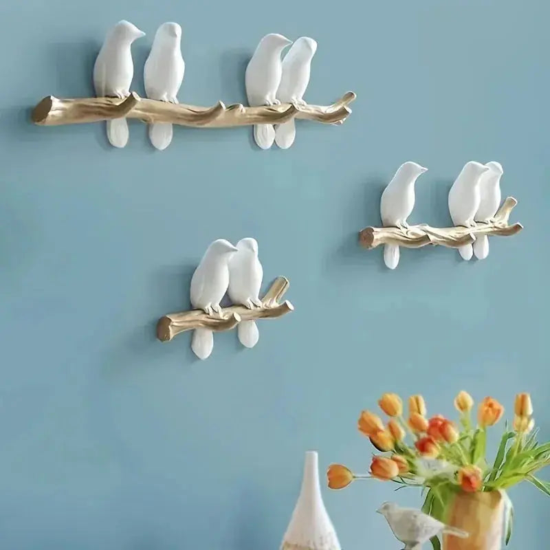 1pc Nordic Bird Design Wall Hook - Stylish Resin Key & Coat Organizer for Entryway, Decorative White Birds on — House of Avana, view 2 of 34