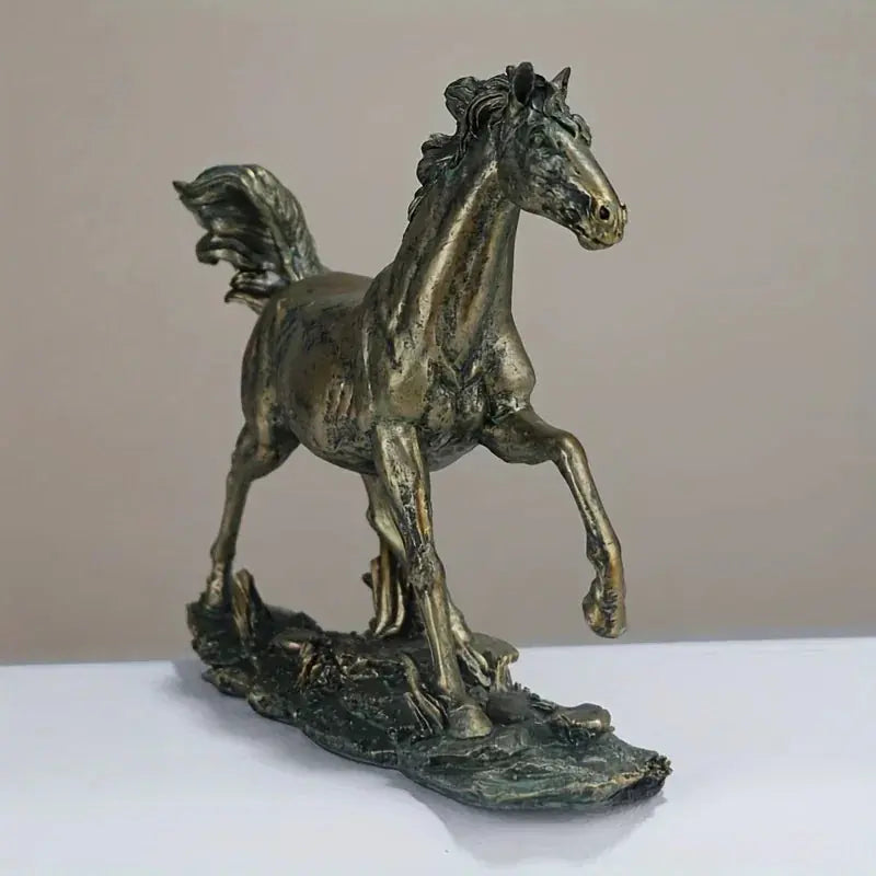 1pc Vintage Bronze Horse Statue - Resin, Ideal for Bedroom, Living Room, Office Entrance Decor - No Electricity Needed, Perfect Holiday Gift for All Occasions, Horse Decor