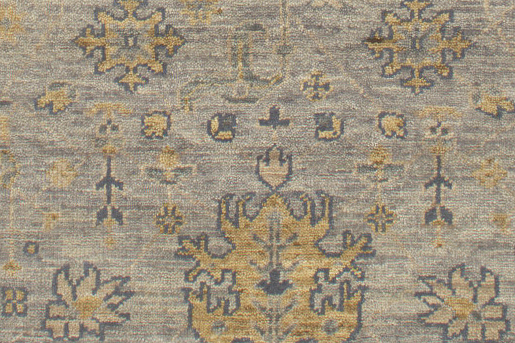 Vintage Oushak Hand Knotted New Zealand Wool Rug | Grey & Gold Traditional Turkish Area Rug — 2x3 ft'