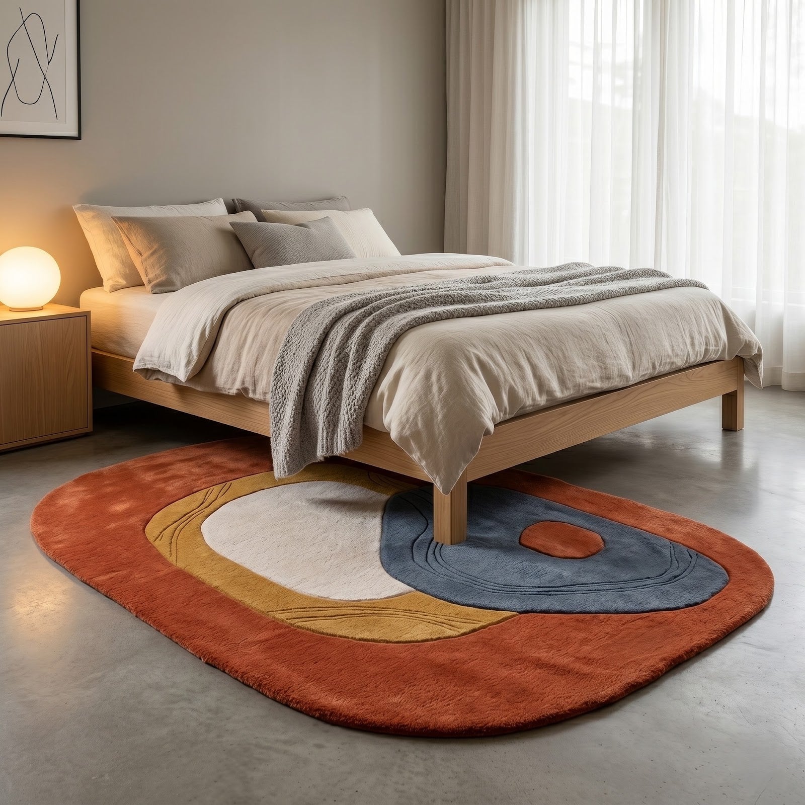 Abstract Terracotta Hand Tufted Wool Rug | Irregular Modern Area Rug — 2x3 ft'