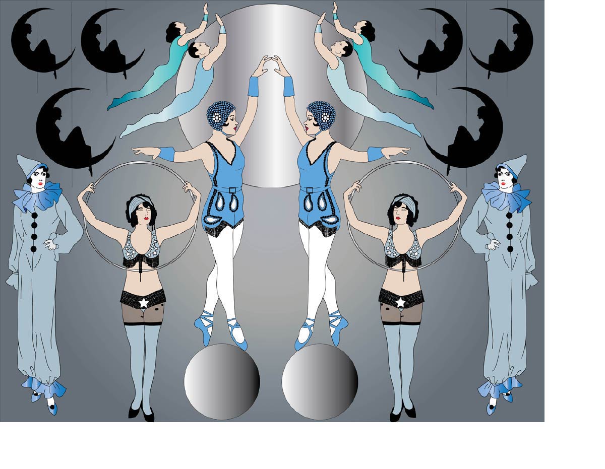 CUSTOM ART DECO CIRCUS WALLPAPER Blue by Art Decor Designs image 0