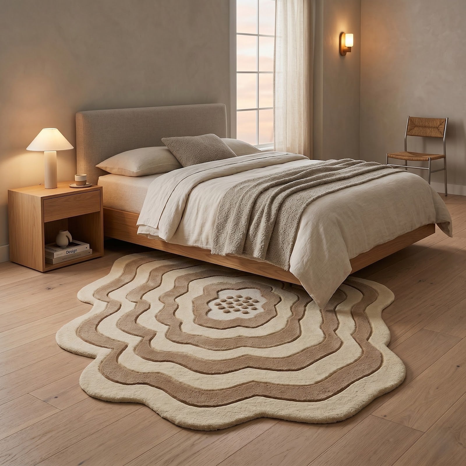 Organic Pebble Hand Tufted Wool Rug | Irregular Layered Abstract Area Rug in Ivory & Beige — 2x3 ft'