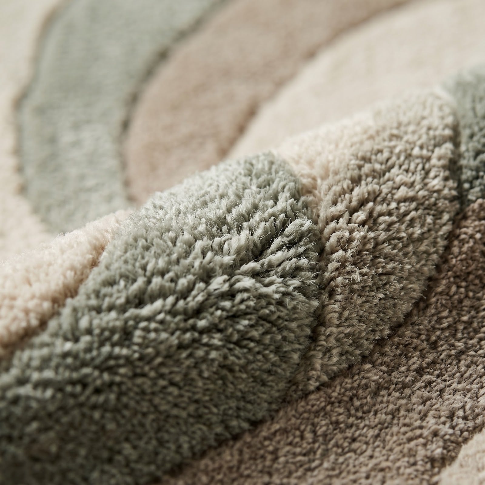 Organic Wave Hand Tufted Wool Rug | Sage Green, Taupe & Ivory Irregular Shape Area Rug — 2x3 ft'