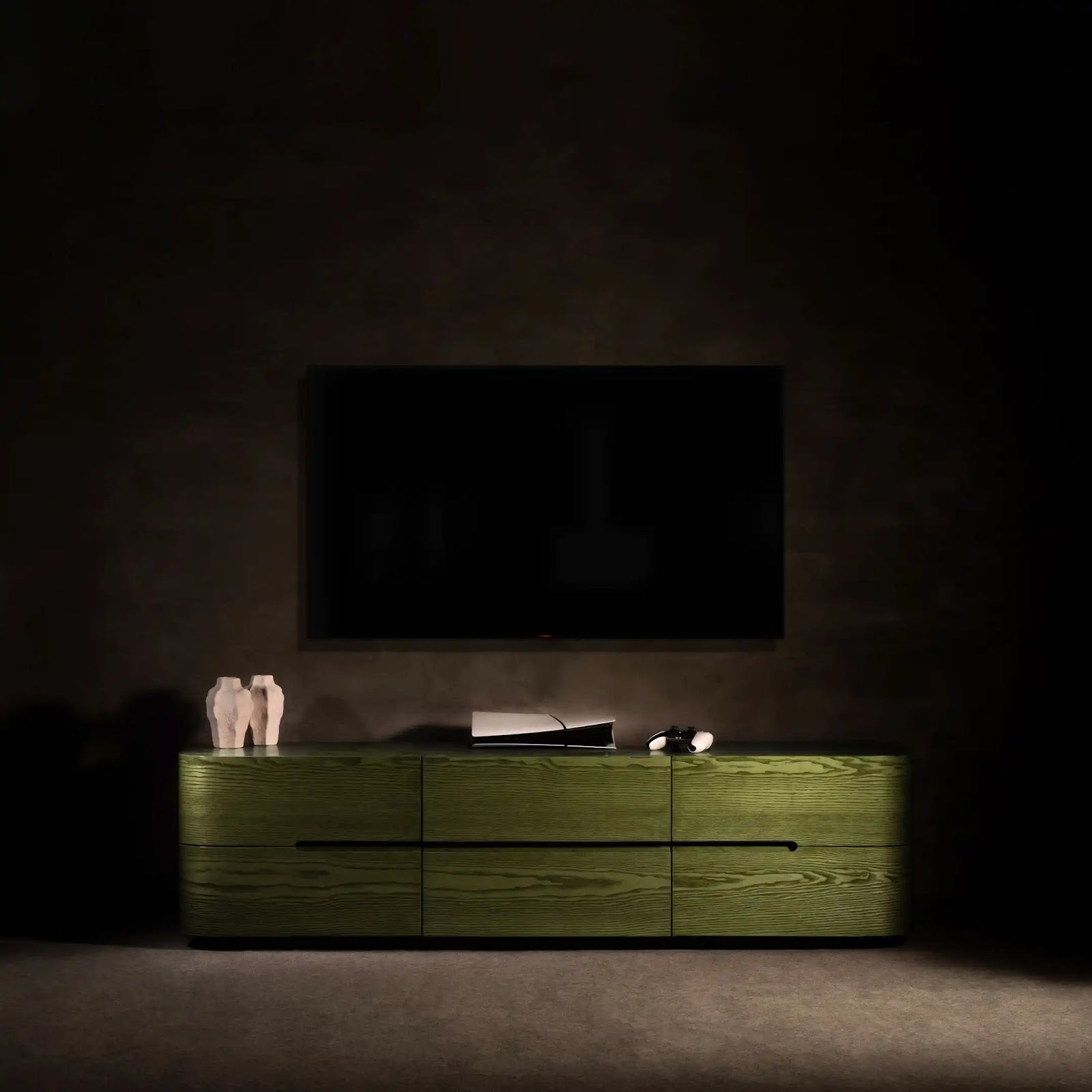 Flow Media Console by BEC Furniture — solid ash, view 1