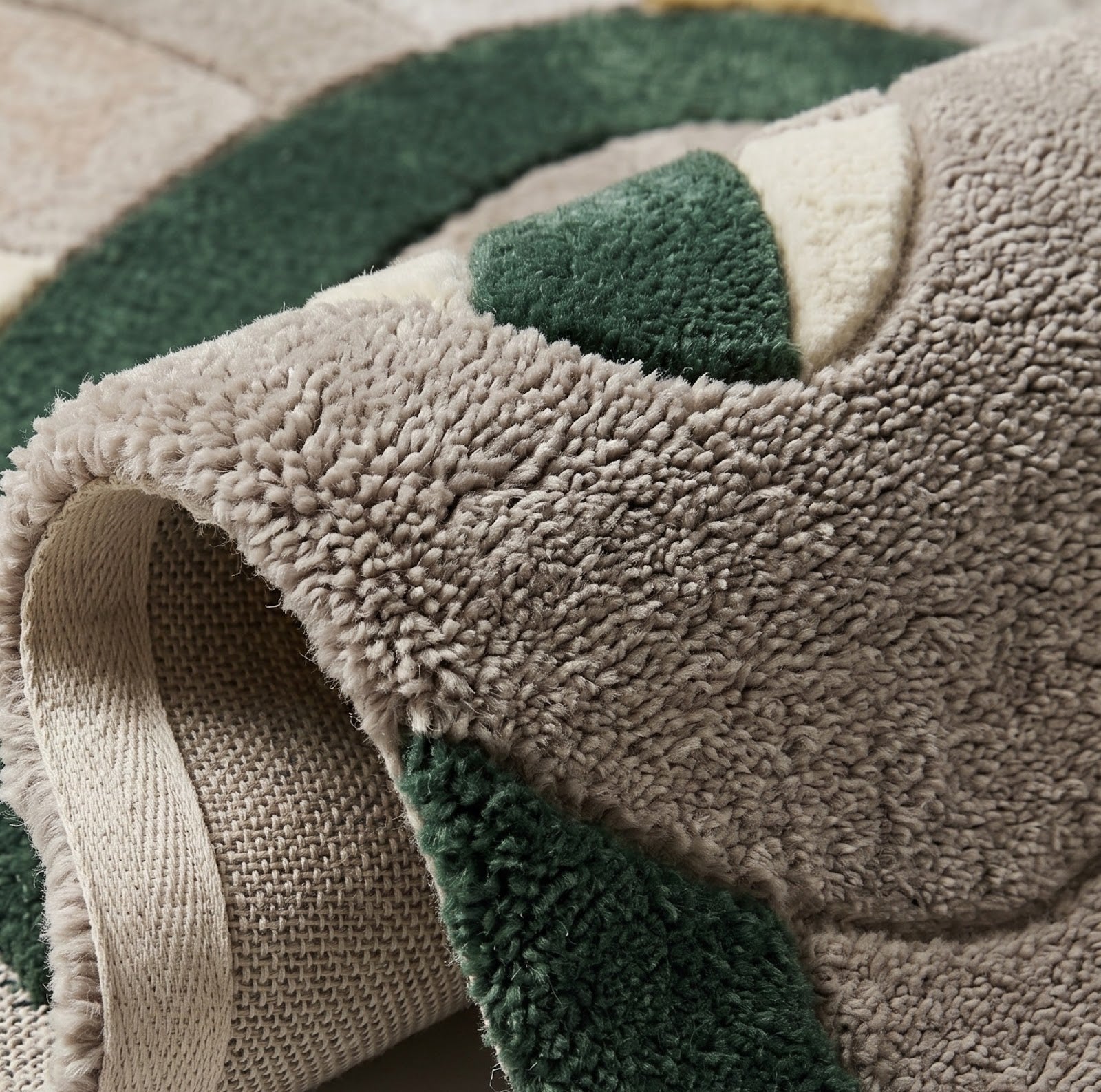 Interwoven Biomorphic Hand Tufted Wool Rug | Sage Green, Taupe & Sand Abstract Irregular Area Rug — 2x3 ft'