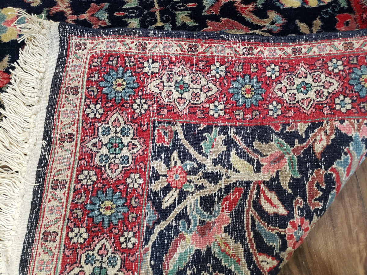 Antique Persian Sarouk Rug 3x5, Navy Blue, Allover Pattern, Hand Knotted - Jewel Rugs, view 14