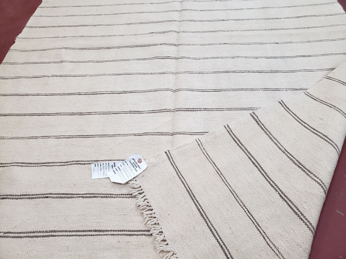 New Turkish Kilim Rug, Striped Area Rug, Southwestern Style, Off-white/Ivory Color, 5x8 Kilim Carpet, Hand-Knotted, Flatweave, Wool - Jewel Rugs, view 10
