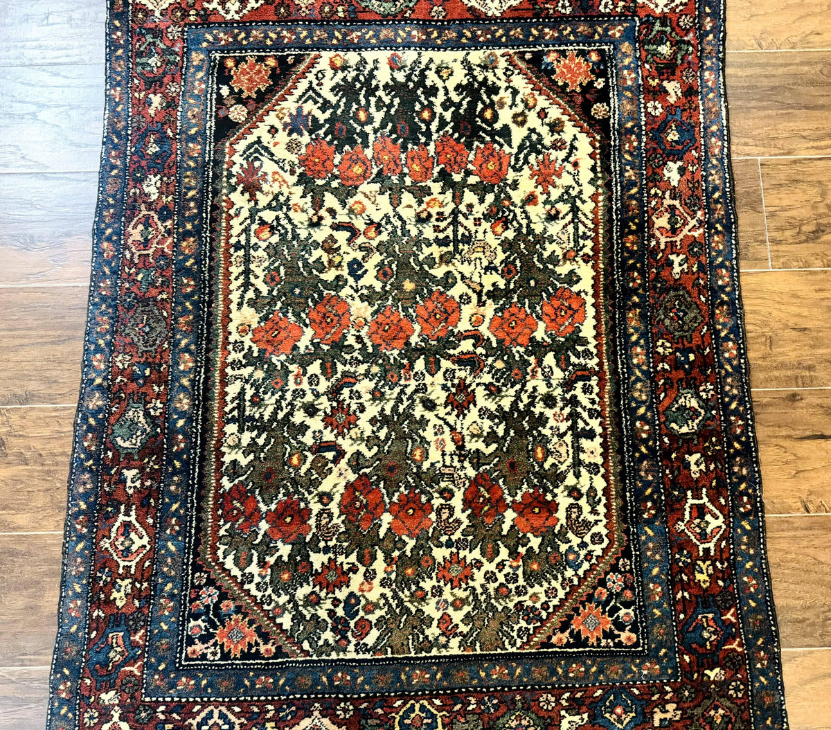 Persian Tribal Rug 3x5, Antique Persian Carpet, Floral Roses, Handmade, Persian Zanjan Rug - Jewel Rugs, view 5