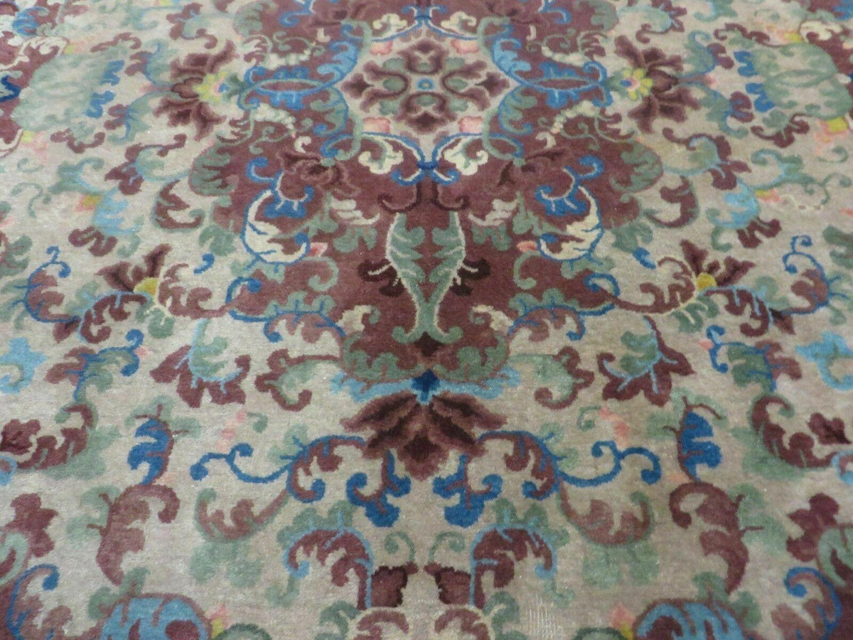 8' X 10' Vintage Handmade Chinese Art Deco Peking Nichols Wool Rug Flowers Nice - Jewel Rugs, view 12