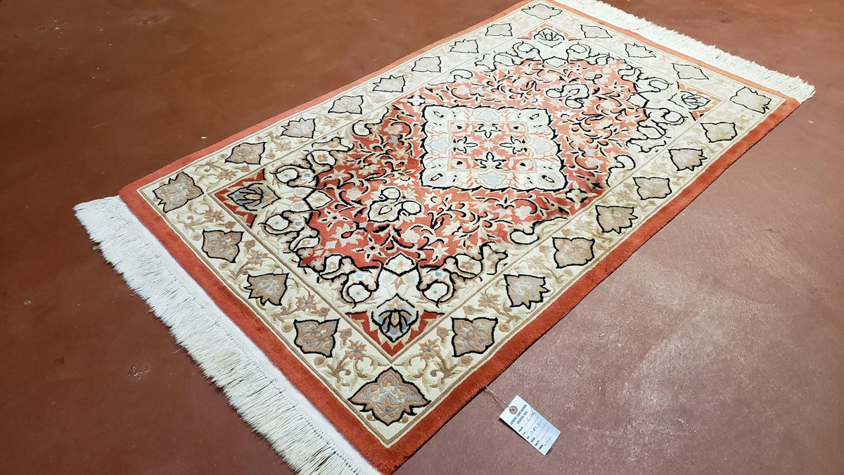 3x5 Red Chinese Plush Rug, Hand Knotted Soft Wool Carpet, Medallion Rug, Fine Vintage Rug, 120 Line, Small Area Rug - Jewel Rugs, view 3