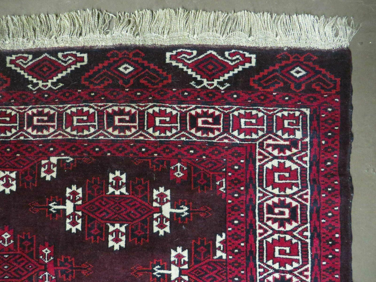 7' X 10' Antique Handmade Yamud Turkoman Wool Rug Excellent - Jewel Rugs, view 8