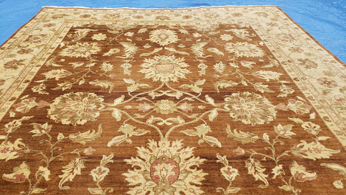 Indo Persian Rug 10x14, Mahal Sultanabad Oriental Carpet, Burnt Orange & Beige, Handmade Wool Area Rug - Jewel Rugs, view 4