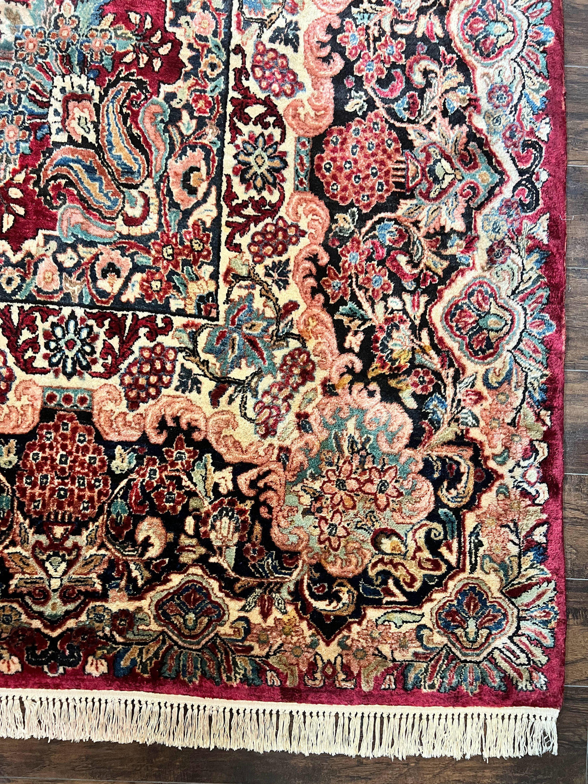 Persian Sarouk Rug 12x17, Wool Hand Knotted Antique Carpet, Dark Red, Traditional Floral Oriental Rug, 12 x 17 Extra Large Handmade Rug - Jewel Rugs, view 9