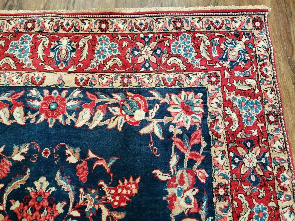 4' X 7' Vintage Handmade Turkish Wool Rug Flowers Birds Tree Of Life Blue Red - Jewel Rugs, view 8