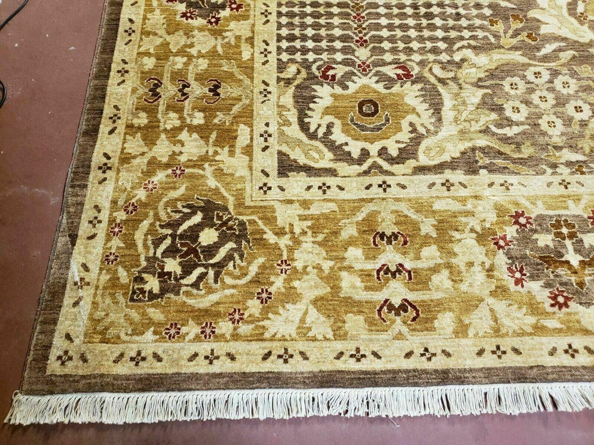 10' X 14' Handmade Pak Peshavar Chobi Agra Wool Carpet Coffee Brown Gold - Jewel Rugs, view 7