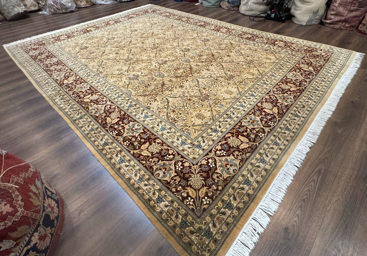 Fine Pak Persian Rug 9x12, Gold and Wine Red, Panel Design, 330 KPSI - Jewel Rugs, view 12