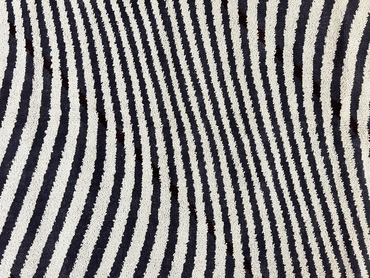 Vintage Zebra Stripes Shag Rug 5.7 x 7.4, Black and White, Retro, Wool - Jewel Rugs, view 5