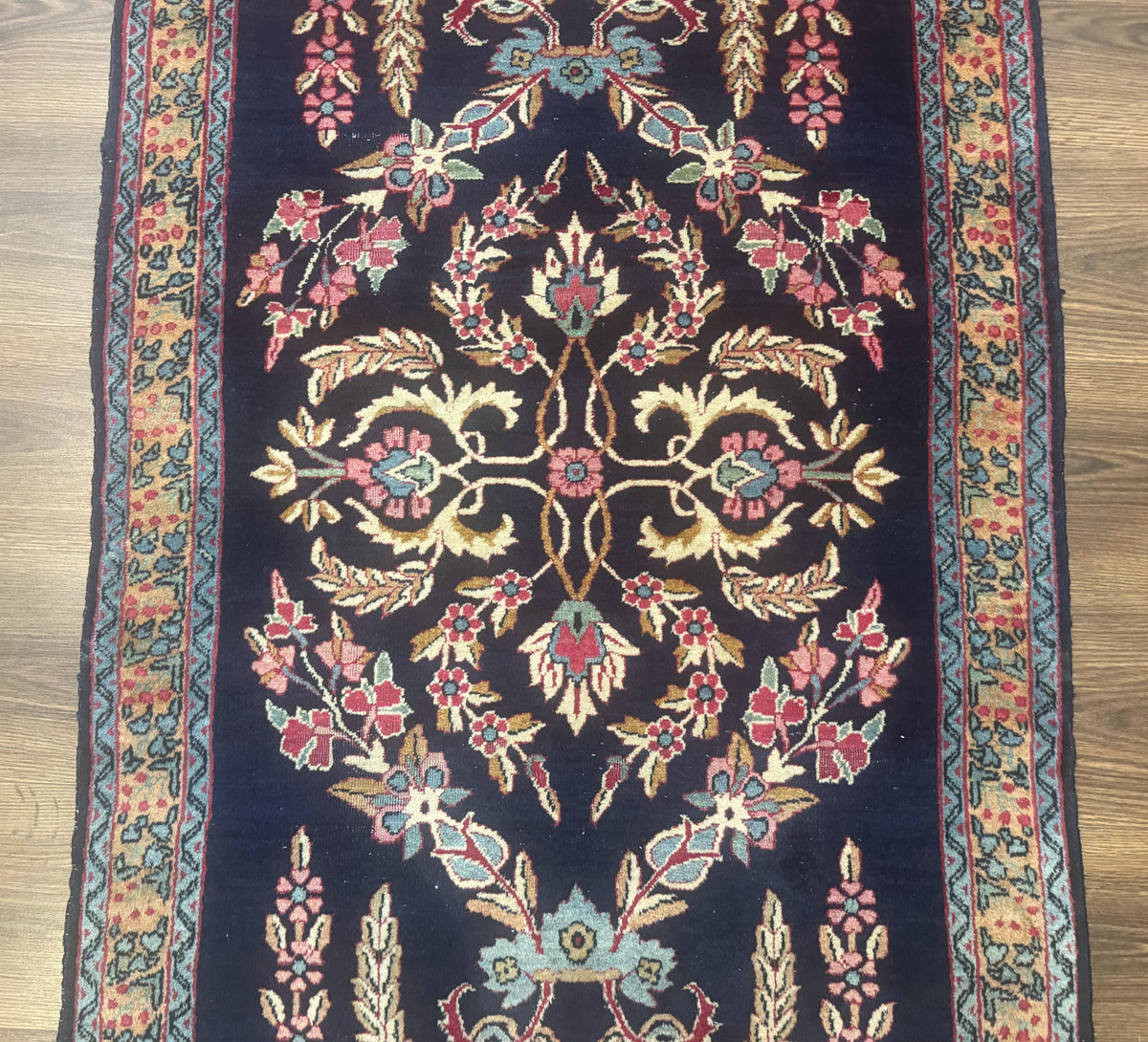 Antique Persian Kerman Rug 2.8 x 4, Navy Blue, Floral - Jewel Rugs, view 5