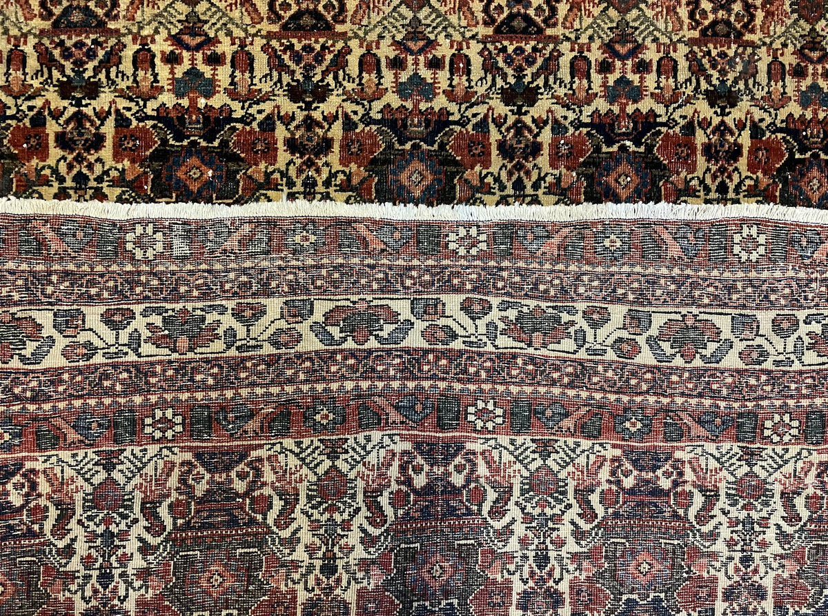 Antique Persian Afshar Rug 5x7, Wool Hand Knotted Oriental Carpet 5 x 7 ft, Repeated Motif Allover, Cream and Maroon, Tribal Rug, Medium Sized Rug, Zil-i-Sultan Design - Jewel Rugs, view 11