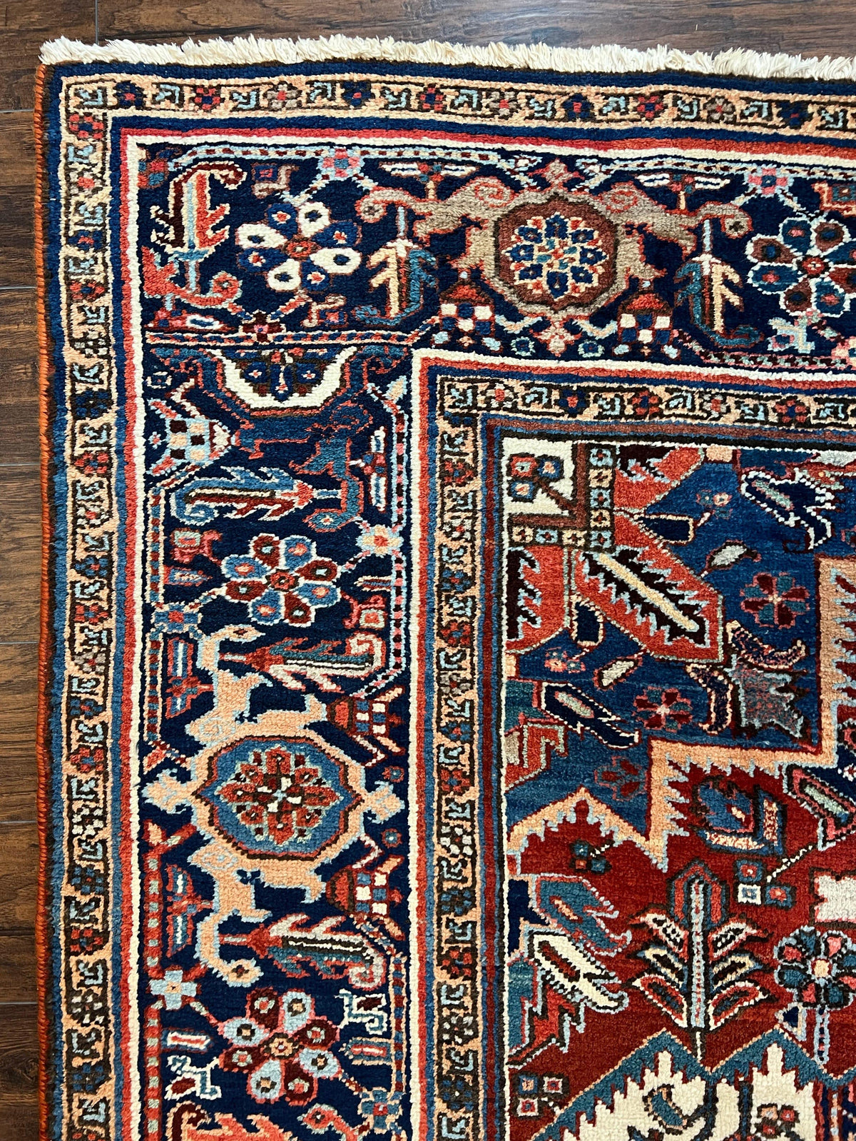 Antique Persian Heriz Rug – 11x16 Palace Size, Geometric Medallion, 1920s - Jewel Rugs, view 6