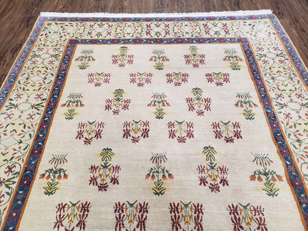 Tufenkian Rug 5.9 x 8.6, Tibetan Nepalese Rug, Hand Knotted, Soft Shiny Wool, Repeated Motifs, Contemporary Modern, Area Rug 6x9, Vintage - Jewel Rugs, view 6