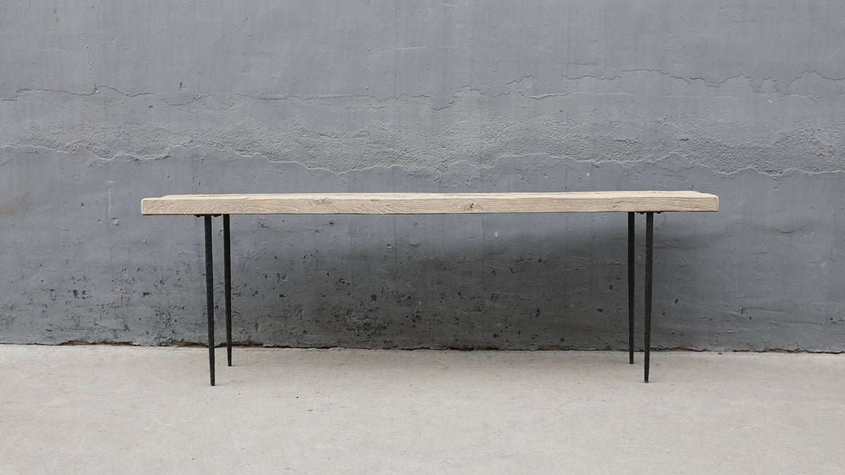 99 Inches Long Vintage Console Table with Metal Legs 98.82x14.57x33.07H ELM