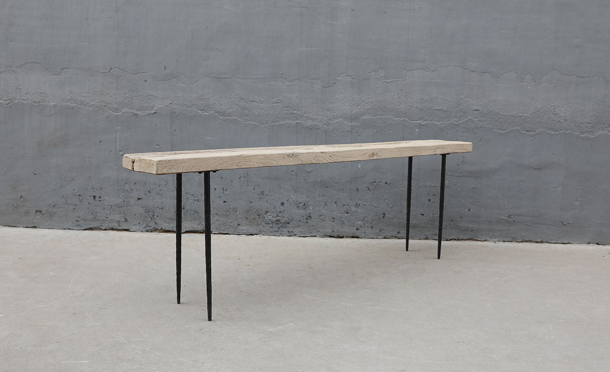 99 Inches Long Vintage Console Table with Metal Legs 98.82x14.57x33.07H ELM