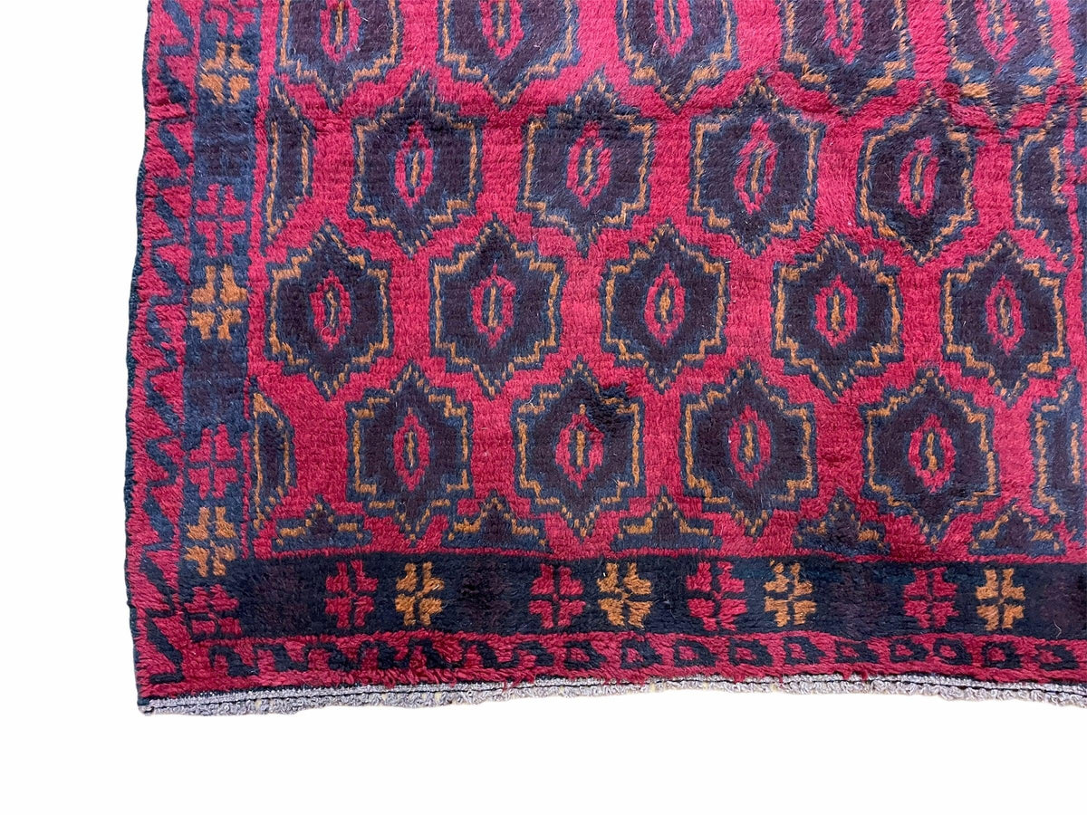 2' 10" X 4'7" Vintage Handmade Tribal Wool Rug Balouchi Rug Afghan Rug Red Blue - Jewel Rugs, view 9