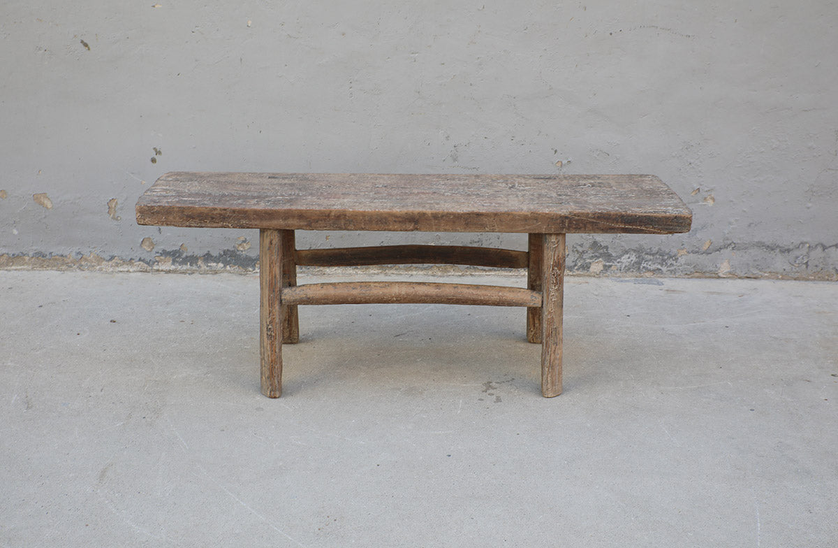 Vintage coffee table small walnut wood weathered natural 52.76x15.35x19.69