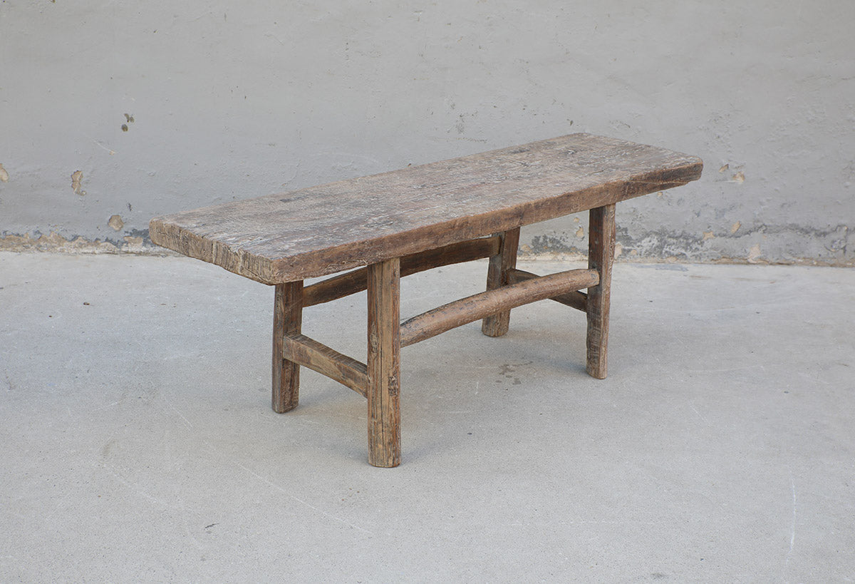 Vintage coffee table small walnut wood weathered natural 52.76x15.35x19.69