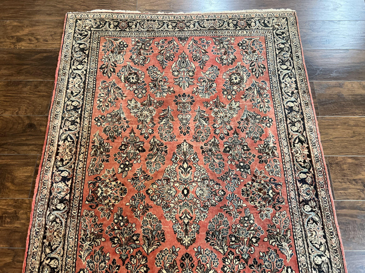 Antique Persian Sarouk Rug 4x7, Hand Knotted Wool Red Persian Carpet, Floral, Fine 300 KPSI - Jewel Rugs, view 2