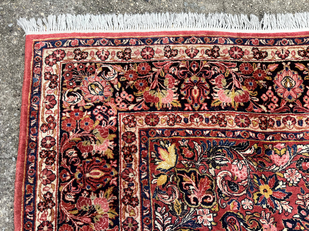 Large Antique Persian Sarouk Rug 11x18, Red, Floral Allover, Palace Size Wool Handmade Carpet - Jewel Rugs, view 6