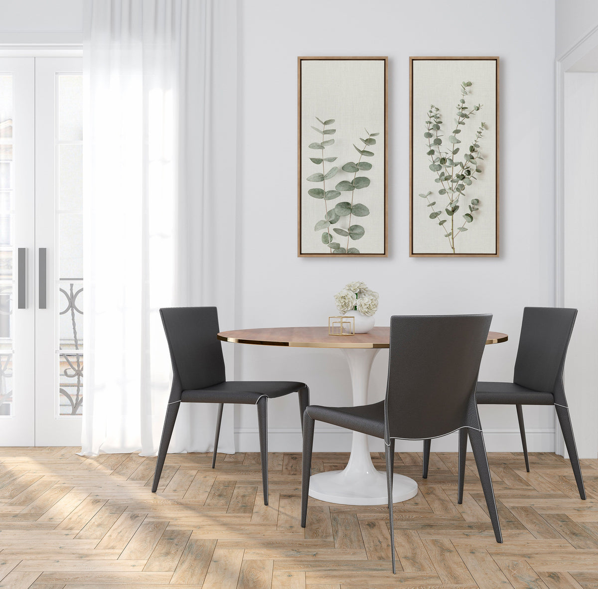 Sylvie Eucalyptus Botanical I Framed Canvas by The Creative Bunch Studio