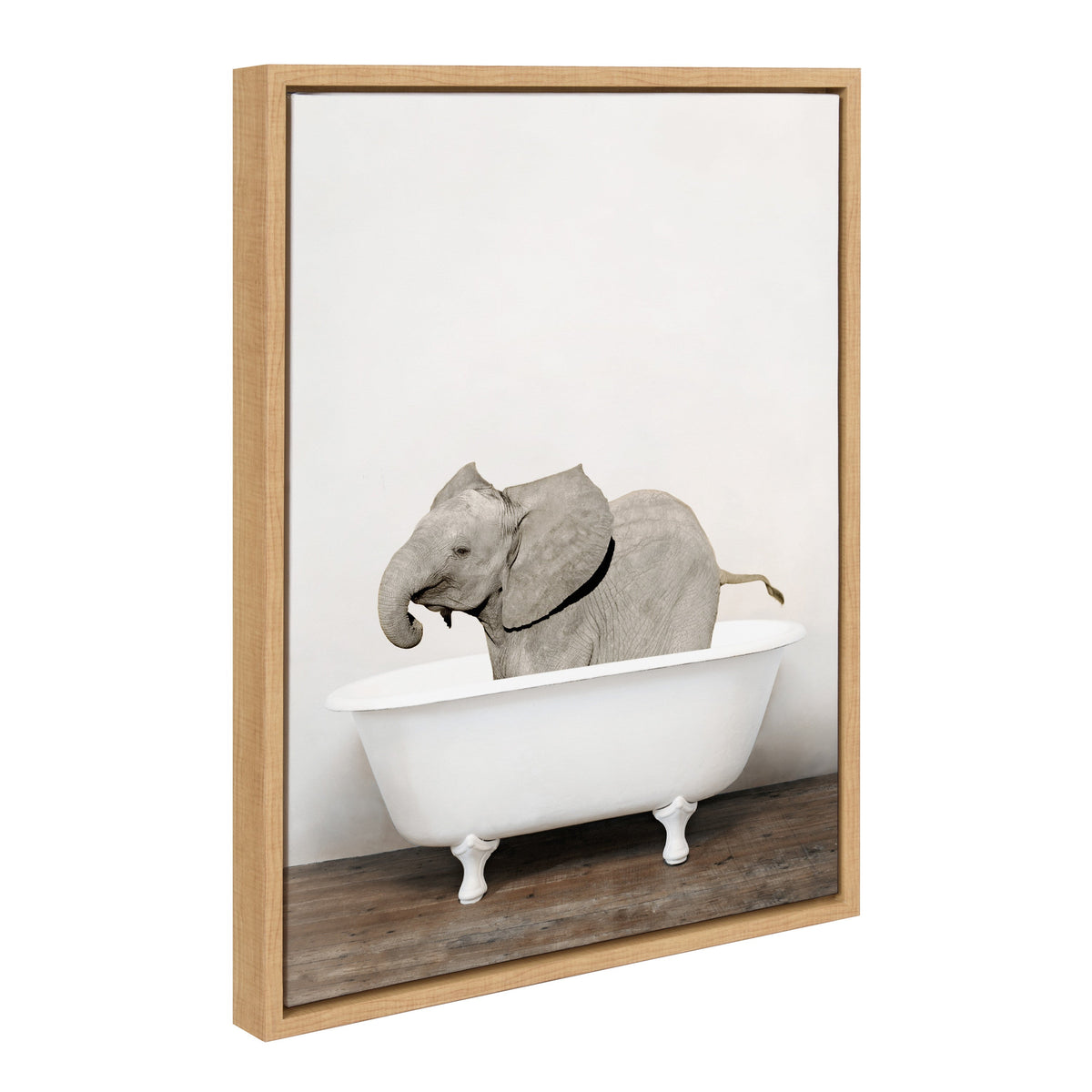 Sylvie Baby Elephant in the Tub Color Framed Canvas by Amy Peterson Art Studio