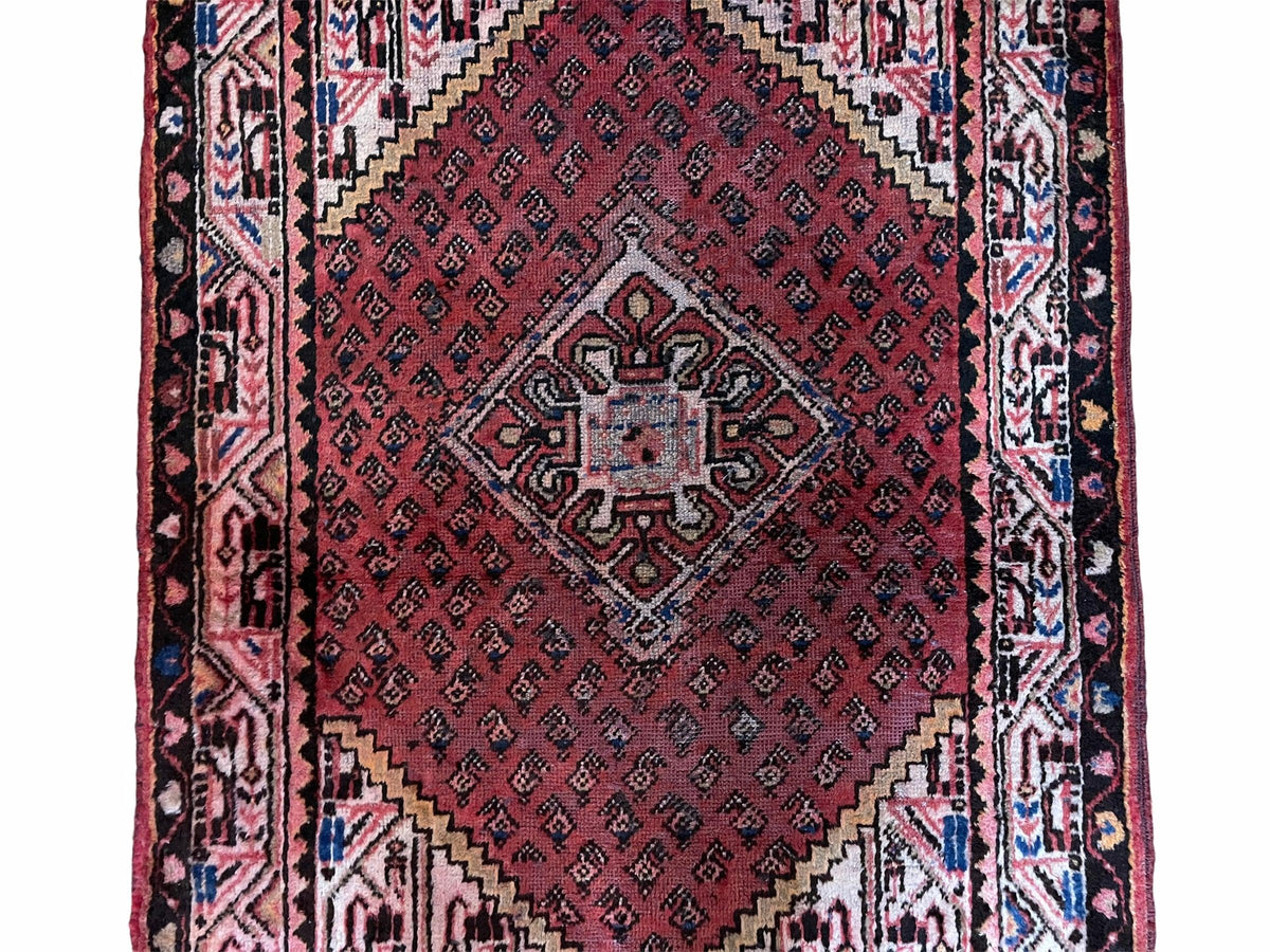 4x6 Antique Rug Handmade Wool Rug Organic Dyes Red Ivory Red Tribal Rug Boho Rug - Jewel Rugs, view 5